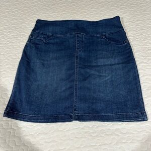 Classic Dark Blue Denim Skirt - Women's A-Line Style